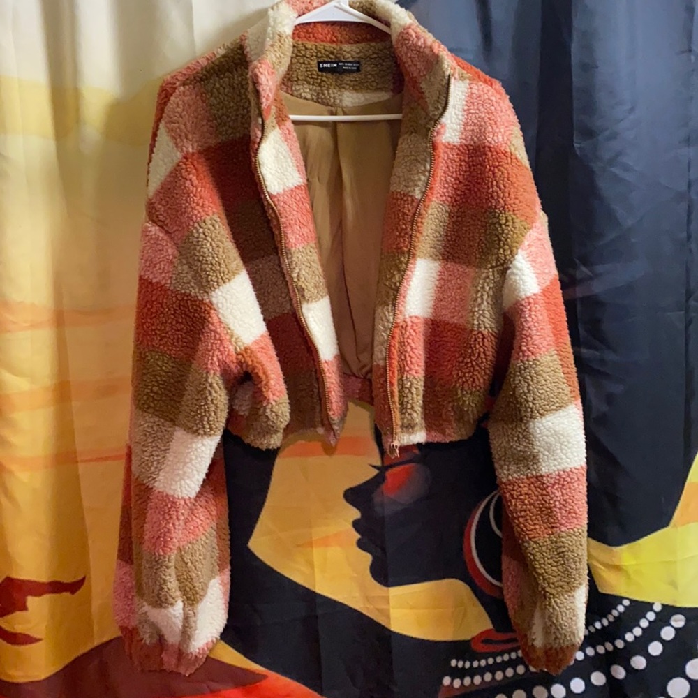 Crop Soft Jacket Cute Pattern . Barely Worn - image 1